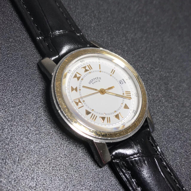 【可動 確実正規品】 エルメス 腕時計 メンズ レディース ゴールド キャリック