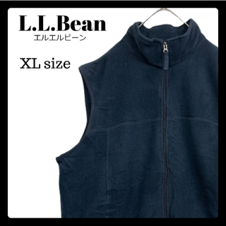 エルエルビーン(L.L.Bean)のUSA古着 エルエルビーン フリース ベスト ネイビー XLサイズ ロゴ刺繡 紺(ベスト)