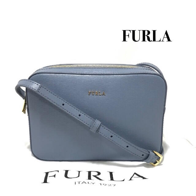 極美品 FURLA フルラ スクエア ダブルファスナー ショルダーバッグ