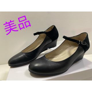 マーガレットハウエル(MARGARET HOWELL)の値下げ【美品✨】マーガレット ハウエル　アイデア　23黒　レザー　スエード(ハイヒール/パンプス)