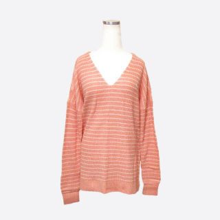 アバクロンビーアンドフィッチ(Abercrombie&Fitch)の★新品★アバクロンビー&フィッチ★Vネックボーダーセーター (Coral/M)(ニット/セーター)