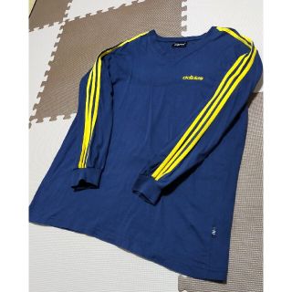 アディダス(adidas)の☆ATS-836 アディダス 長袖Tシャツ ネイビー&イエロー サイズ L(Tシャツ/カットソー(七分/長袖))