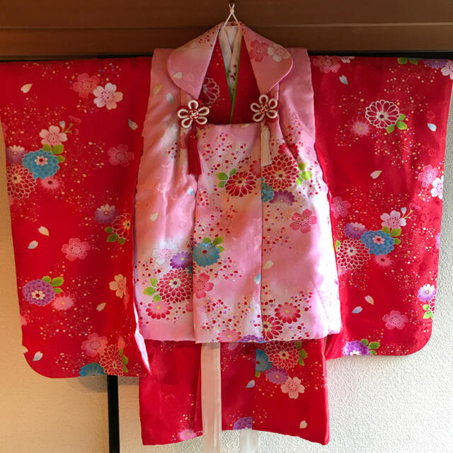 値下げ！七五三　3歳　女の子　着物セット キッズ/ベビー/マタニティのキッズ服女の子用(90cm~)(和服/着物)の商品写真