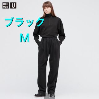 ユニクロ(UNIQLO)のユニクロユー　スウェットギャザーパンツ　ブラック　M(カジュアルパンツ)