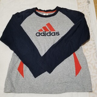 アディダス(adidas)のadidas　160　長袖Tシャツ(グレー×ネイビー)(Tシャツ/カットソー)