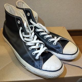 コンバース(CONVERSE)のコンバースオールスターレザーハイCONVERSEHiLeather黒ブラック(スニーカー)