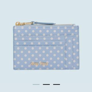 ミュウミュウ(miumiu)のmiumiu プリントマドラスレザー カードケース ブルー 専用(名刺入れ/定期入れ)