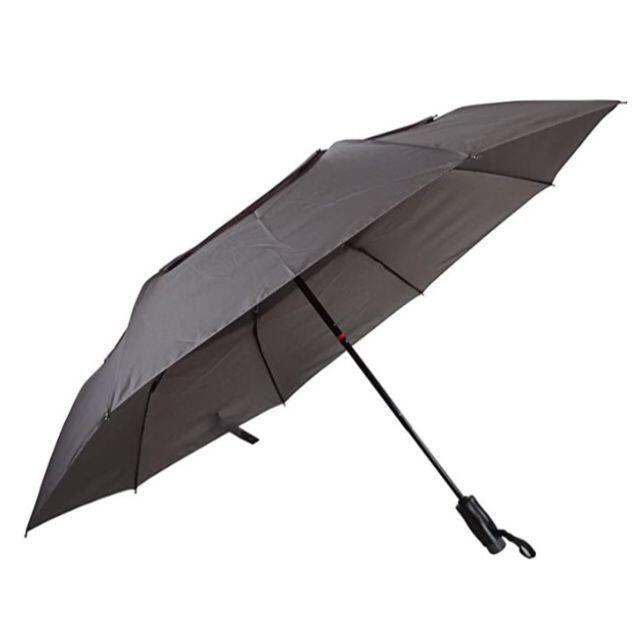 ユビオン 二重構造 ダブルキャノピー 折りたたみ傘 自動開閉 グレー メンズのファッション小物(傘)の商品写真
