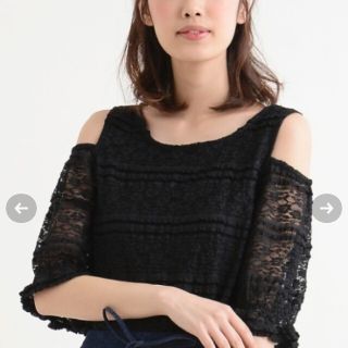 マジェスティックレゴン(MAJESTIC LEGON)のマジェスティックレゴン　ブラック　レース(カットソー(半袖/袖なし))