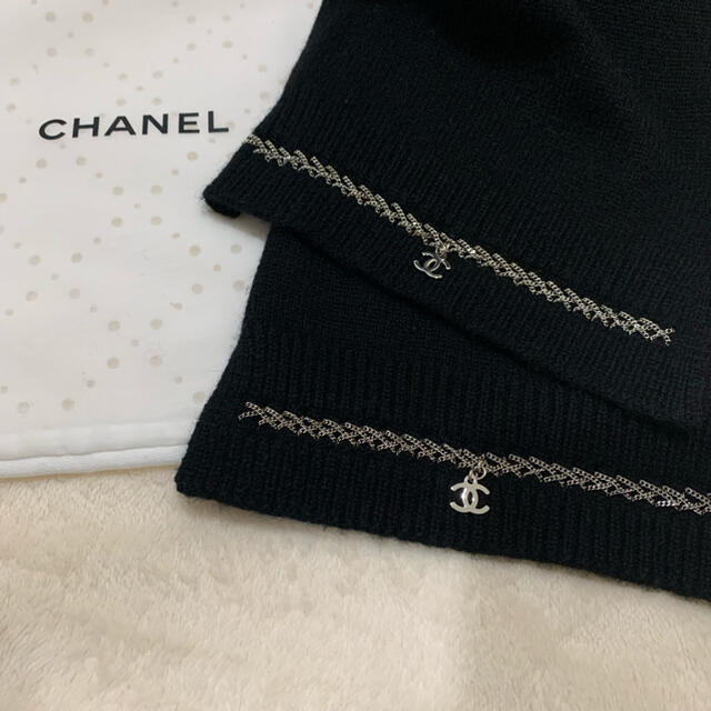 CHANEL ♡可愛い　ココマーク＆チェーンが素敵なカシミアマフラー