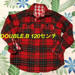 ダブルビー(DOUBLE.B)のお値下げ！美品☆ミキハウスDOUBLE.B  可愛い赤リバーシブルシャツ 120(ブラウス)