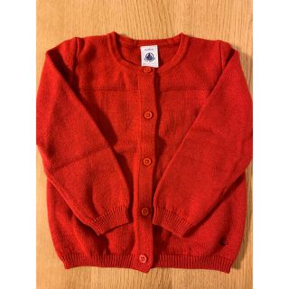 プチバトー(PETIT BATEAU)のプチバトー　カーディガン　ボルドー　赤　18m(カーディガン/ボレロ)