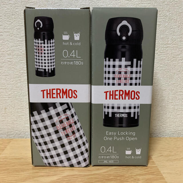 THERMOS(サーモス)のTHERMOS 0.4L ブラックギンガムケータイマグ(水筒)サーモス2本セット キッズ/ベビー/マタニティの授乳/お食事用品(水筒)の商品写真