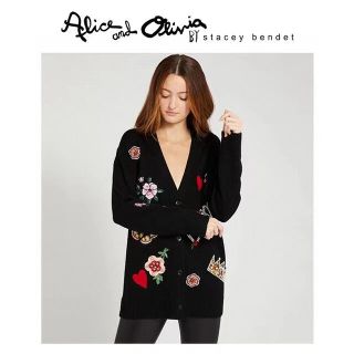 アリスアンドオリビア(Alice+Olivia)の❤️ ★Alice olive2021新作新品　黒柄カーディガン 綺麗オシャレ(カーディガン)