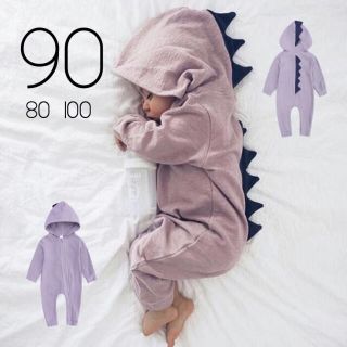 こどもビームス - ベビー服 90 恐竜 紫 パーカーロンパース 着ぐるみ ...