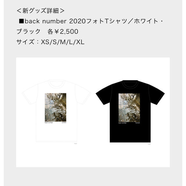 【新品未使用】back number 2020フォトTシャツ　ブラック レディースのトップス(Tシャツ(半袖/袖なし))の商品写真