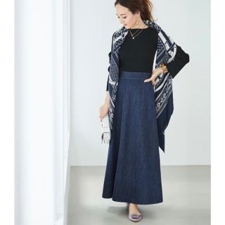 ザラ(ZARA)の【新品】ユアーズursハイウエストデニムロングスカート紺ブルー★ネイビーフレア(ロングスカート)