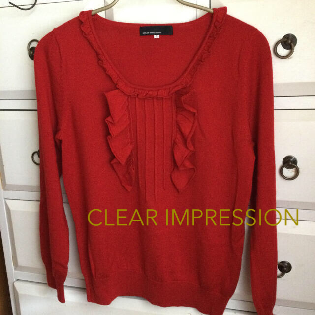 CLEAR IMPRESSION(クリアインプレッション)のCLEAR IMPRESSION    フリルのニットセーター　サイズ3 レディースのトップス(ニット/セーター)の商品写真