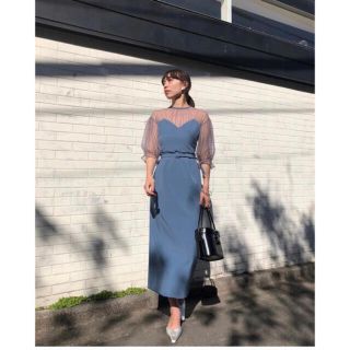 アメリヴィンテージ(Ameri VINTAGE)のamerivintage♡AIRY SLEEVE TIGHT DRESS(ロングワンピース/マキシワンピース)