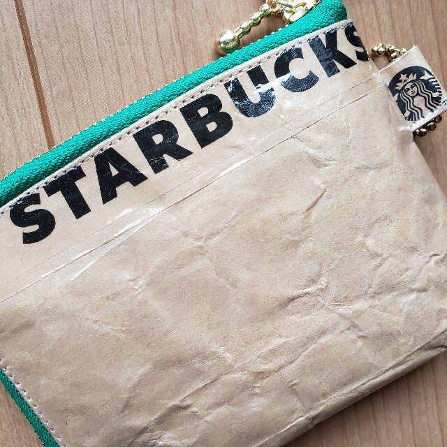 Starbucks Coffee(スターバックスコーヒー)のハンドメイド紙袋リメイクポーチスターバックス L字ファスナーミニポーチSMスタバ ハンドメイドのファッション小物(ポーチ)の商品写真