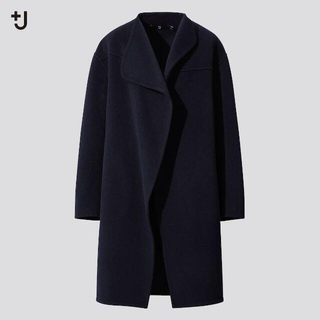 新品タグ付き✨ユニクロ +J カシミヤブレンドノーカラーコート 大きいサイズ 紺