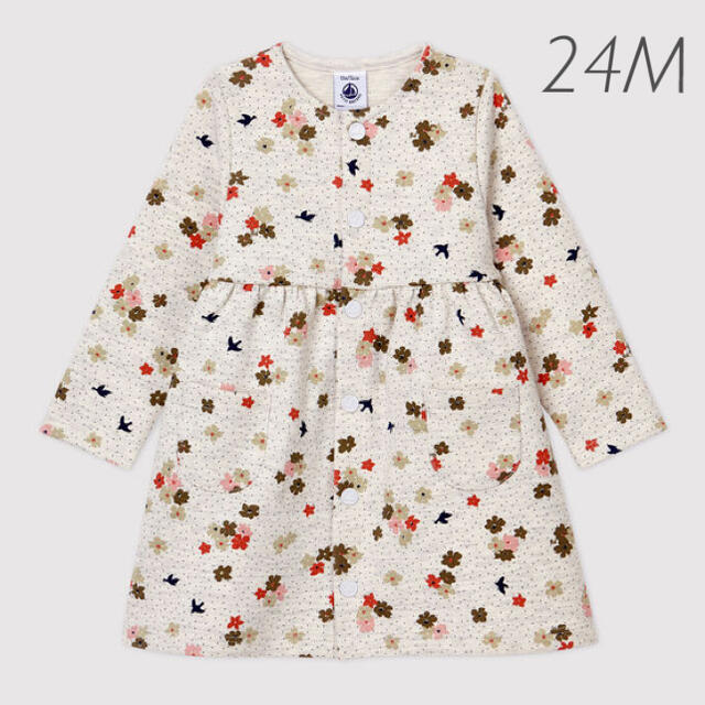 PETIT BATEAU(プチバトー)の新品未使用  プチバトー  フラワープリント  ワンピース  24m キッズ/ベビー/マタニティのキッズ服女の子用(90cm~)(ワンピース)の商品写真