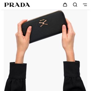 プラダ(PRADA)の新品未使用品 PRADA プラダ 黒リボン 長財布 ♡ATAOファンにもオススメ(財布)