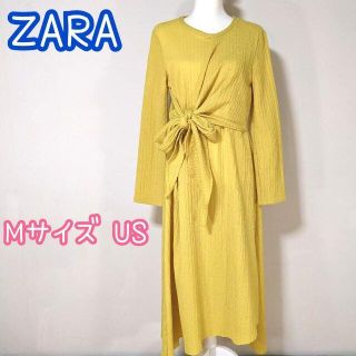 ザラ(ZARA)の【ZARA】長袖ロングワンピース　カシュクール　ワッフル　大きいサイズ(ロングワンピース/マキシワンピース)