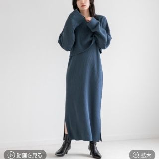 ローリーズファーム(LOWRYS FARM)の【試着のみ美品】LOWRYSFARM ニットレイヤードキャミ2Pワンピース(ロングワンピース/マキシワンピース)