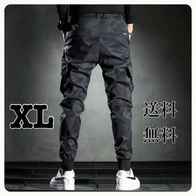 ブラックカーゴパンツ タクティカルパンツ　迷彩　メンズ　XL オールシーズン メンズのパンツ(サルエルパンツ)の商品写真