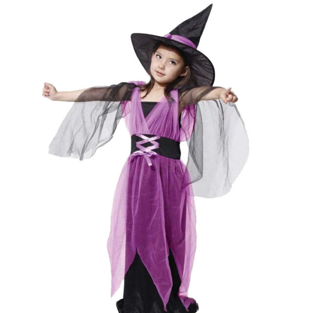 早割特価 女の子 魔女 ハロウィン 衣装 パープル 90cmの通販 By チップ S Shop ラクマ