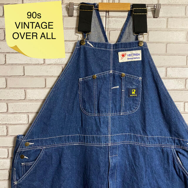 90s 古着 ヴィンテージ オーバーオール デニム サロペット ビッグシルエット メンズのパンツ(サロペット/オーバーオール)の商品写真