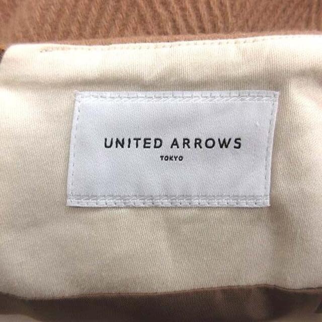 UNITED ARROWS(ユナイテッドアローズ)のユナイテッドアローズ タックスカート 台形 ひざ丈 ヘリンボーン柄 38 茶 レディースのスカート(ひざ丈スカート)の商品写真