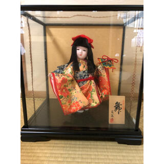 実渓作　舞　正絹衣装　日本人形　ガラスケース