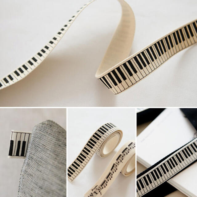 【素材】綿テープ ピアノ ハンドメイドの素材/材料(各種パーツ)の商品写真