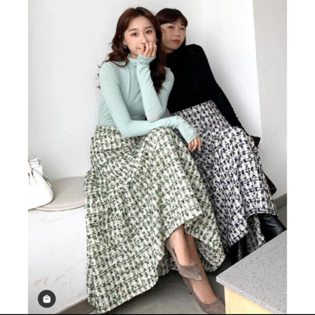 BIRTHDAYBASH  TWEED MIDI SKIRT GREEN