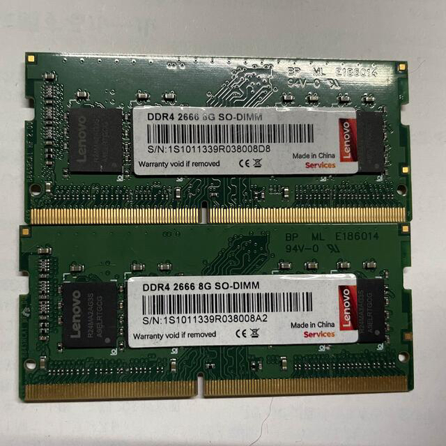 Lenovo ddr4-2666 16GB 8GB*2 ノートpc用メモリー