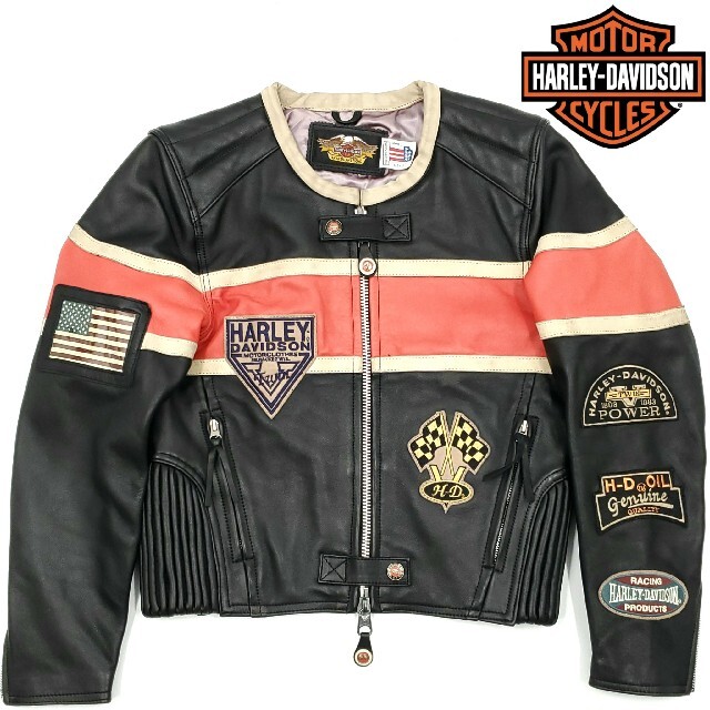 Harley Davidson(ハーレーダビッドソン)のワッペン多数◆HARLEY-DAVIDSON◆レザーライダースジャケットS メンズのジャケット/アウター(ライダースジャケット)の商品写真