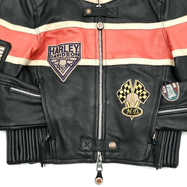 輝く高品質な ワッペン&刺繍◇HARLEY-DAVIDSON◇レザーライダース ...