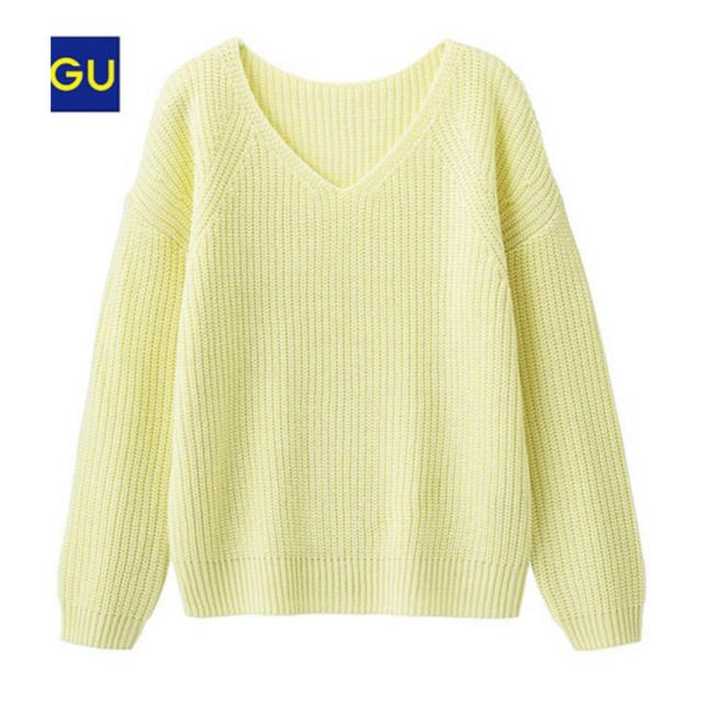 GU(ジーユー)のGU☆Vネック☆ニット☆L☆美品☆パステル☆イエロー レディースのトップス(ニット/セーター)の商品写真