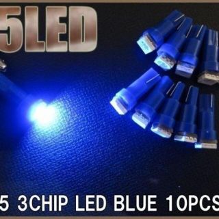 T5 3CHIP LED 青/ブルー 10個+保障1(車種別パーツ)