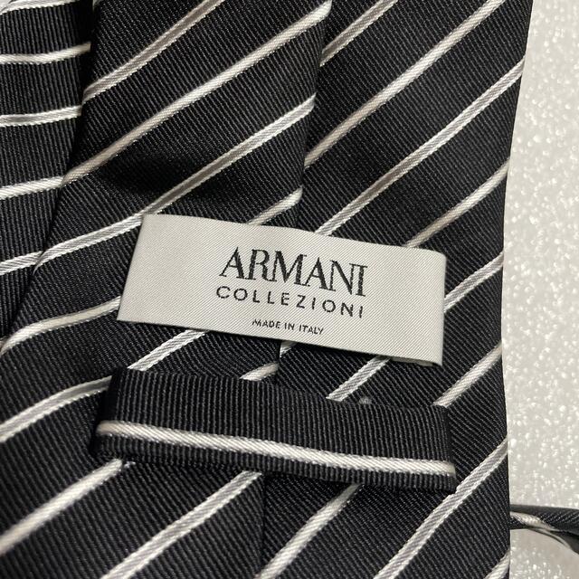 ARMANI　アルマーニ　ネクタイ　ストライプ　白黒　モノトーン　イタリア製