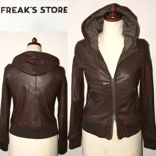 フリークスストア(FREAK'S STORE)の美品フリークスストア送料込¥定価4万円程柔らか山羊革ラムレザージャケットパーカー(ライダースジャケット)