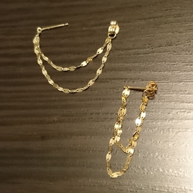 トリプル♡【ココシュニック】K10 ゴールド チェーンピアス☆アガット