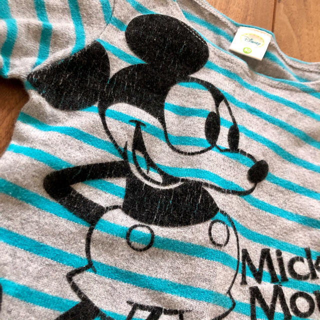 Disney(ディズニー)のミッキーマウス ボーダー ロンＴ 長袖トップス グレー×ブルー 80 男の子 キッズ/ベビー/マタニティのベビー服(~85cm)(Ｔシャツ)の商品写真