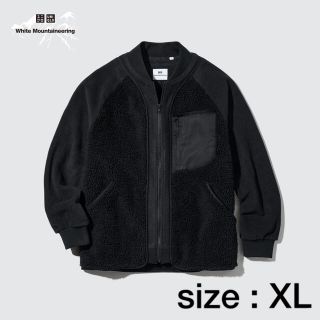 ユニクロ(UNIQLO)のUNIQLO x WM フリースオーバーサイズジャケット  BLACK XL(ブルゾン)