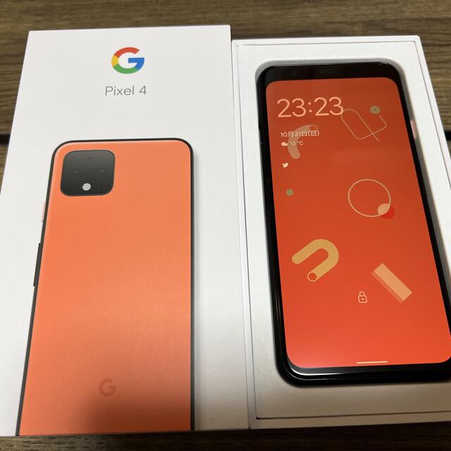 美品 Google Pixe4 64GB Orange SIMロック解除済み