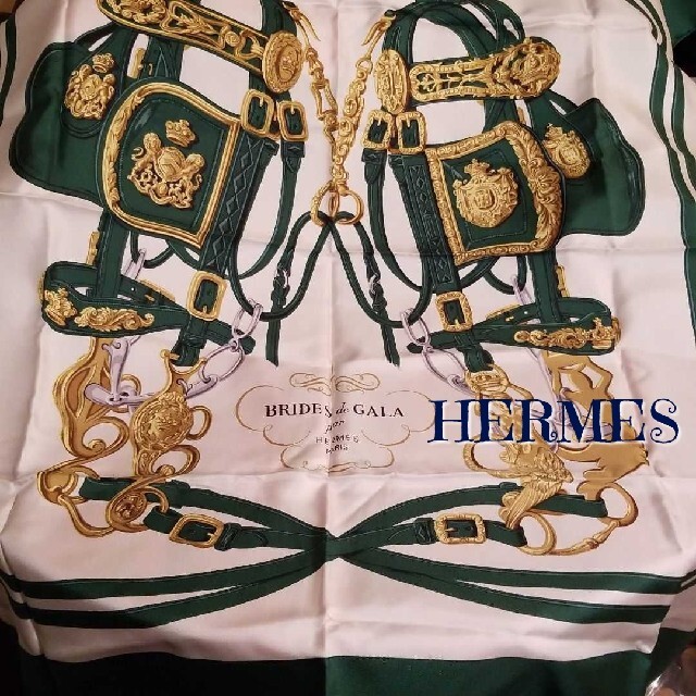 レア　稀少　HERMES　エルメス　カレ90　スカーフ　ブリッドドガラファッション小物