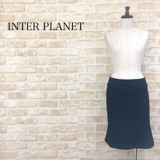 インタープラネット(INTERPLANET)の21⭐️極美品【INTER PLANET】スカート ブラック ミディ丈 シンプル(ひざ丈スカート)