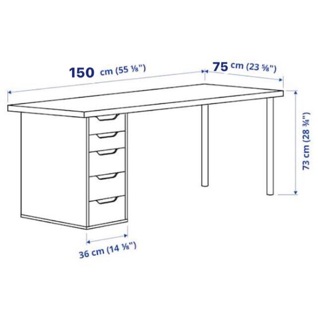 IKEA(イケア)の購入価格18,000円 極美品 デスク IKEA Alex 黒 世田谷区引取限定 インテリア/住まい/日用品の机/テーブル(オフィス/パソコンデスク)の商品写真